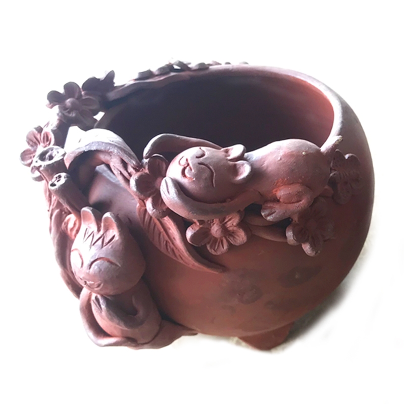 紫砂小花盆  土陶工艺品